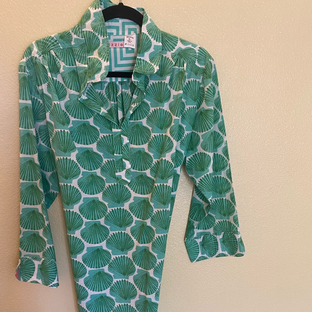 TIZZY BRAND TUNIC, Green/White